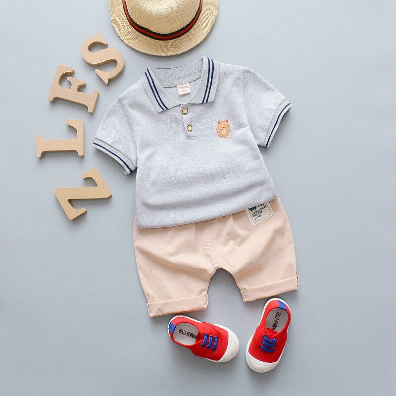 Zomer baby jongenskleding pakken heren stijl jongens kleding sets t-shirt + broek 2 stuks casual sportpakken peuter sets: H / Ik