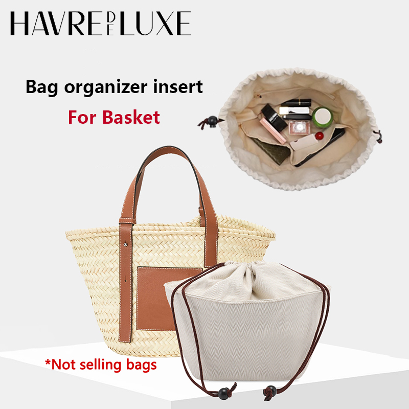 Straw woven bag organizer insert bag charm for LEW Basket bag support inner liner bags accessories