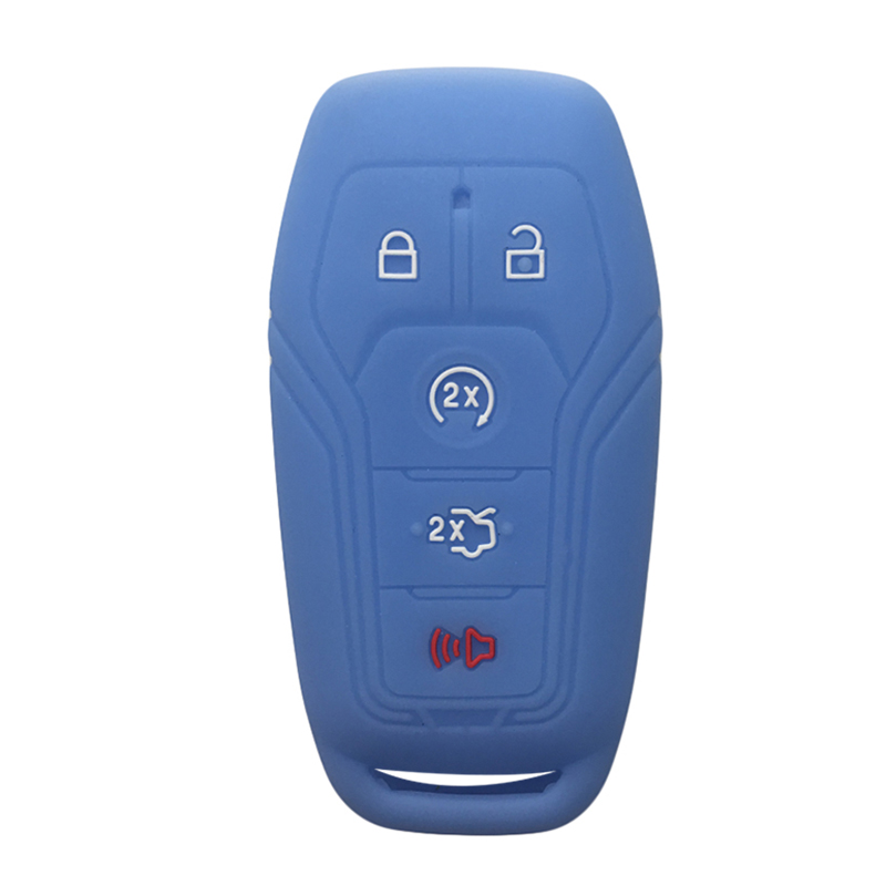 Silica Gel Flip Key Cover Cap for FORD EDGE EXPLORER Fusion Mustang F150 for Lincoln MKZ MKC Keys Case for Keychain Alarm: light blue