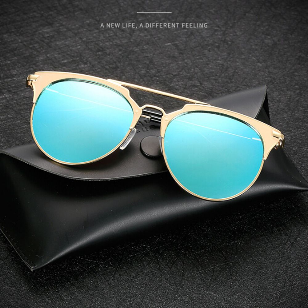 Classic Mirrored Reflective Sunglasses Women Lens Alloy Sunglasses female Eyewear Frame Driver Goggles Car Accessories