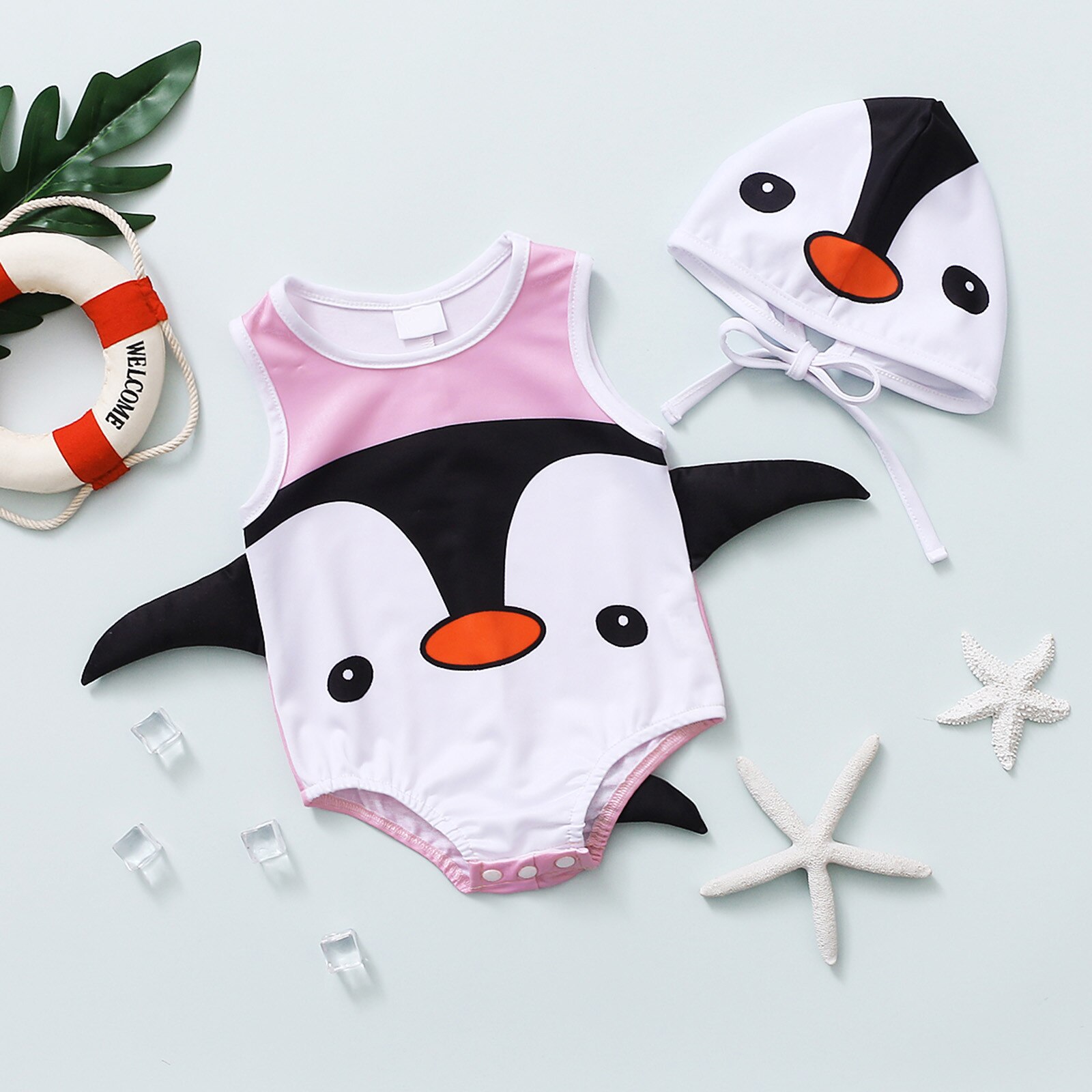 Maillot de bain une pièce imprimé pingouin pour enfants, pour garçons et filles, vêtements de plage, pour les