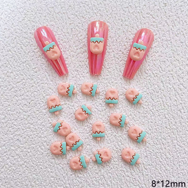 10 stks Cartoon Bunny Nail Art Charm 3D Snoep Kleur Hars Cartoon Dier Lollipop Nageldecoratie Korea Kawaii Nagelaccessoires