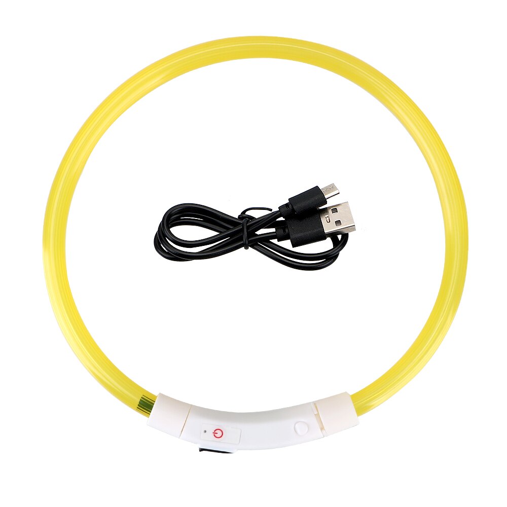NICEYARD-Collar luminoso LED Usb para perro, recargable, nocturna, intermitente de seguridad, brillante: Yellow