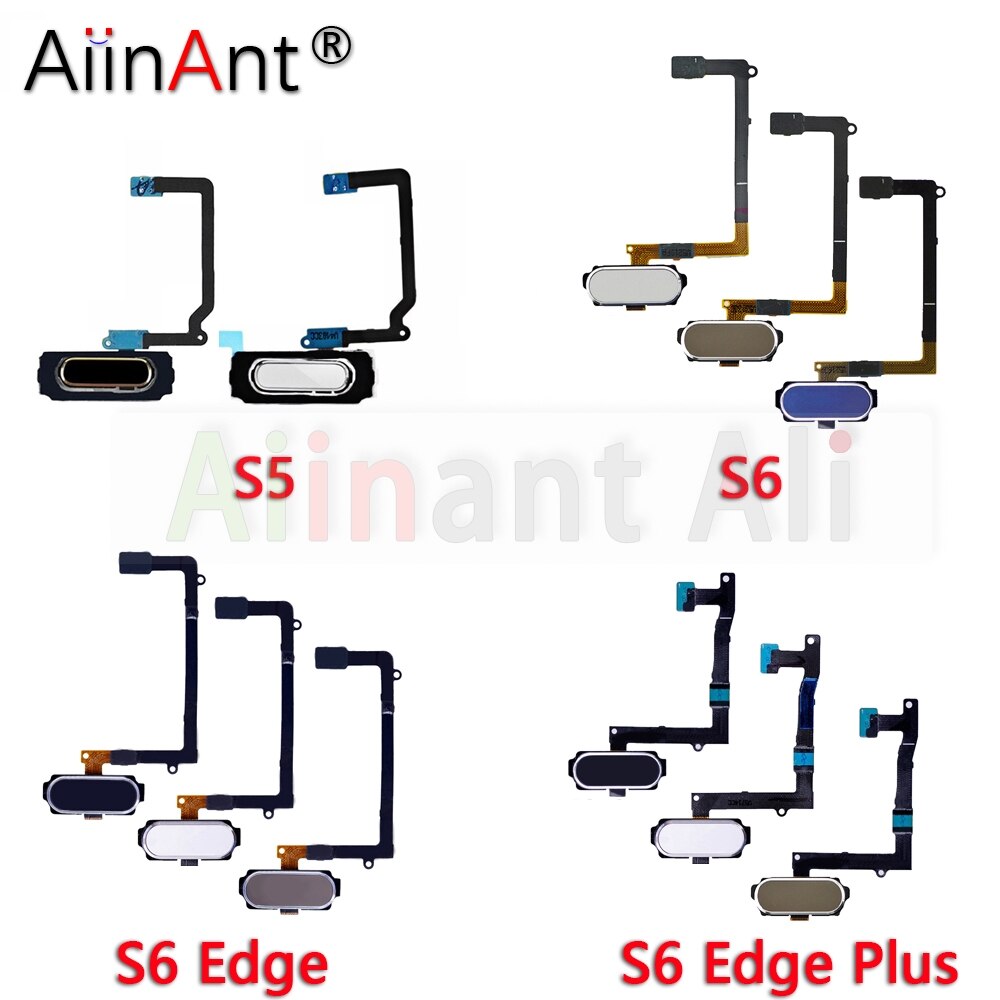 Sensor de impressão digital original, cabo flexível com botão traseiro e chave para samsung galaxy s5 s6 edge plus + mini g920f g925f g928f g900f