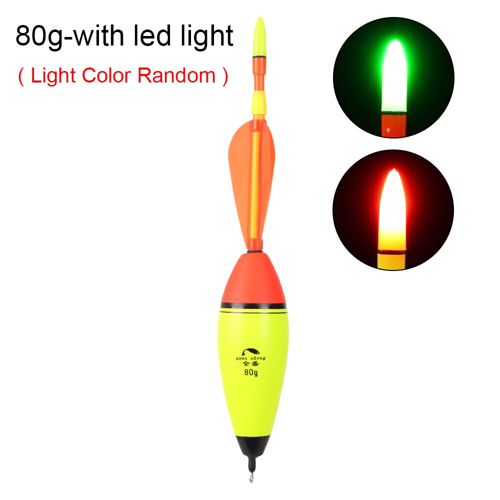 Flotteur de pêche lumineux, avec aile rotative, élastique, en mousse, 40g – 100g: 80g-with led light