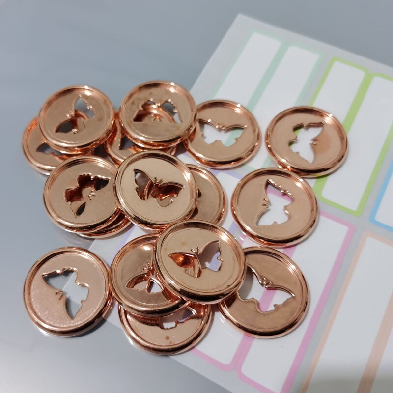Hebilla de encuadernación con patrón de mariposa, discos de encuadernación de 28MM, agujero de hongo para cuaderno, accesorios de plástico, encuadernación de disco, 24 Uds.: Rose gold