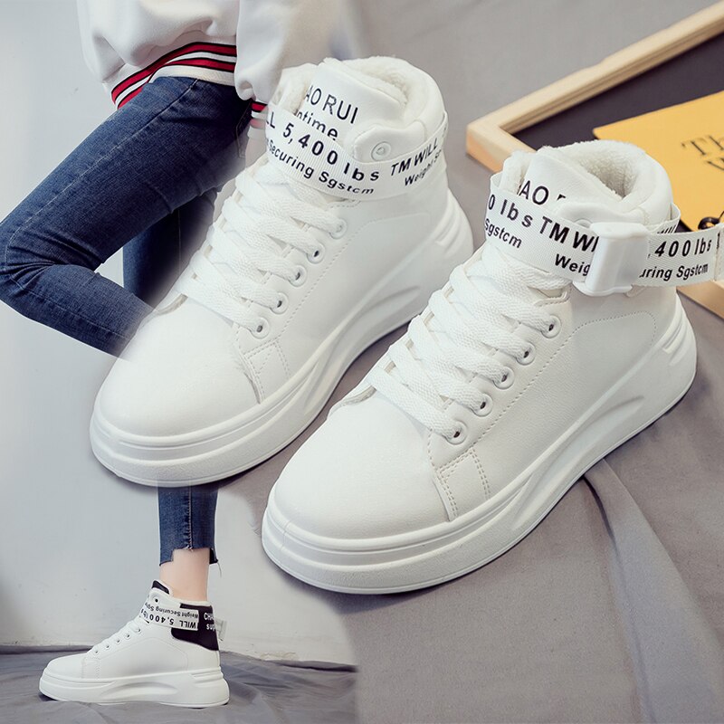 Dames casual schoenen rubber warme trend sneakers loafers winter zapatos mujer damesschoenen wit