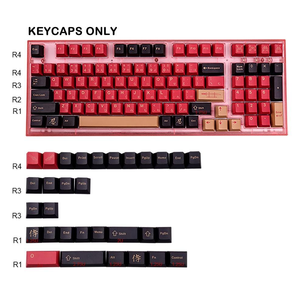 GMK-KEY Red Samurai Profile PBT Keycap Dye Subbed Japanese Keycaps for CHERRY MX Switches Mechanical Keyboard