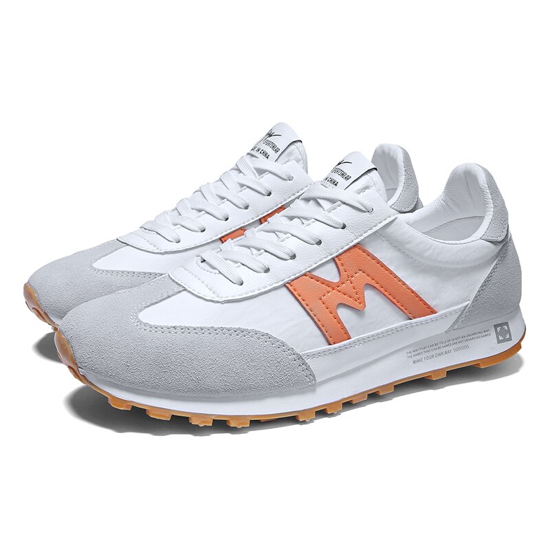Cheap Golf Shoes Sneakers Man Trainers Outdoor Summer Sneakers for Man Golf Walking Sport Shoes Light Skateboard Shoes Flats Men: White Orange / 9.5