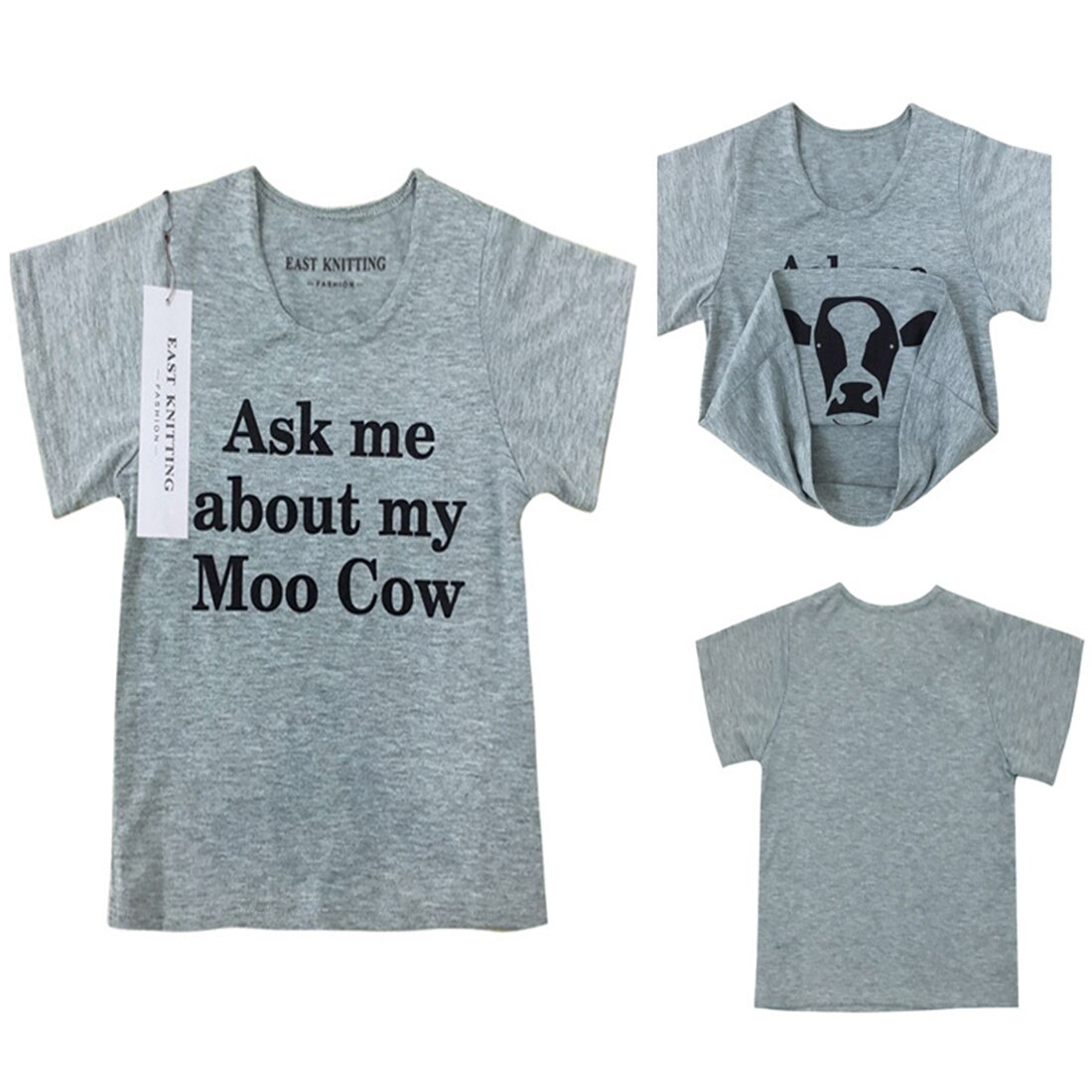 Ask Me About My Moo Cow T Shirt Funny Animal Flip Shirt Baby Kids Boys Cool Tee