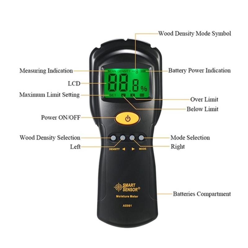 Digital Hygrometer Moisture Meter Non-contact Wood Moisture Meter Wood/Cardboard Lumber/Concrete Buildings Humidity Detector