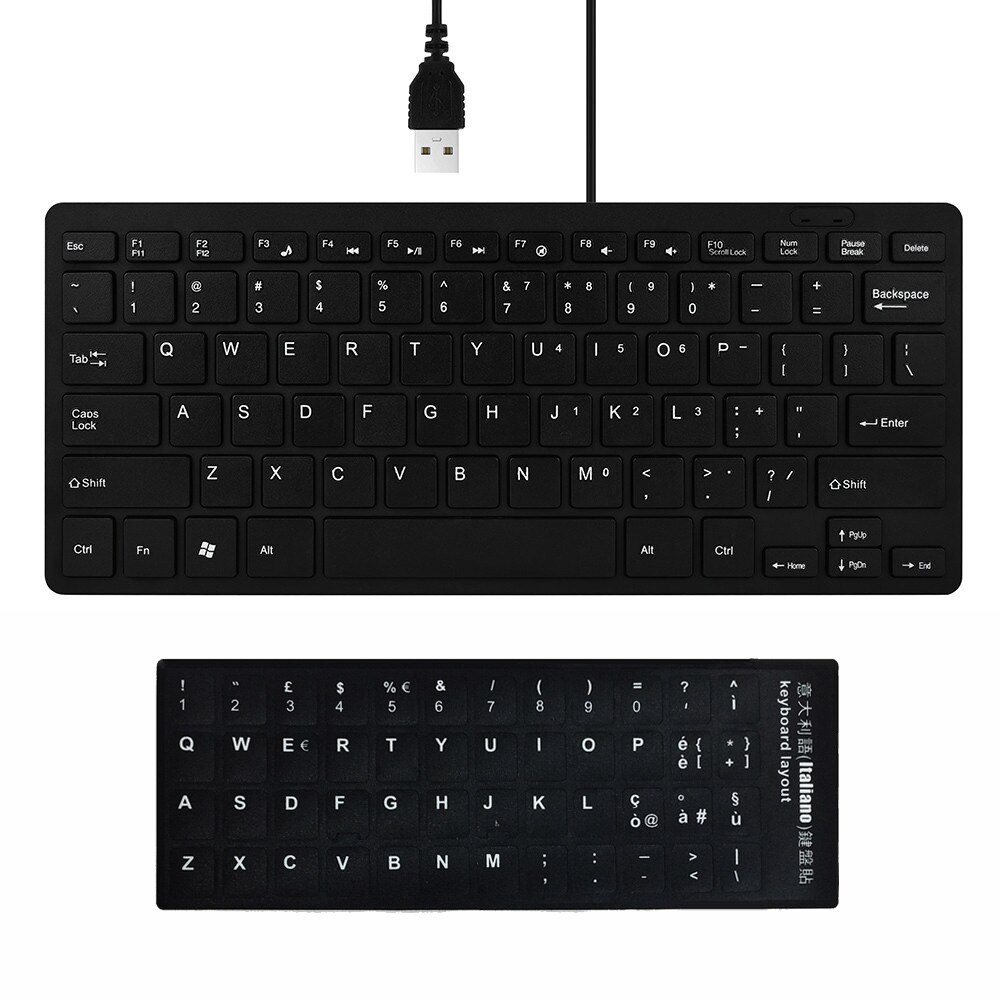 Bedraad Toetsenbord Ultra Dunne Rustige Kleine Size 78 Keys Mini Multimedia Usb Toetsenbord Voor Laptop Pc Met Arabisch Russisch Hebreeuws sticker: Oranje