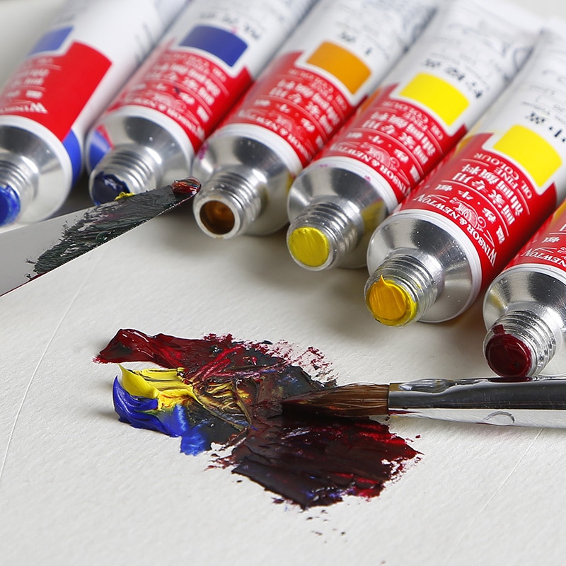 Winsor &amp; Newton-Juego de pintura al óleo para artista, suministros de arte para dibujo, 12/18 colores