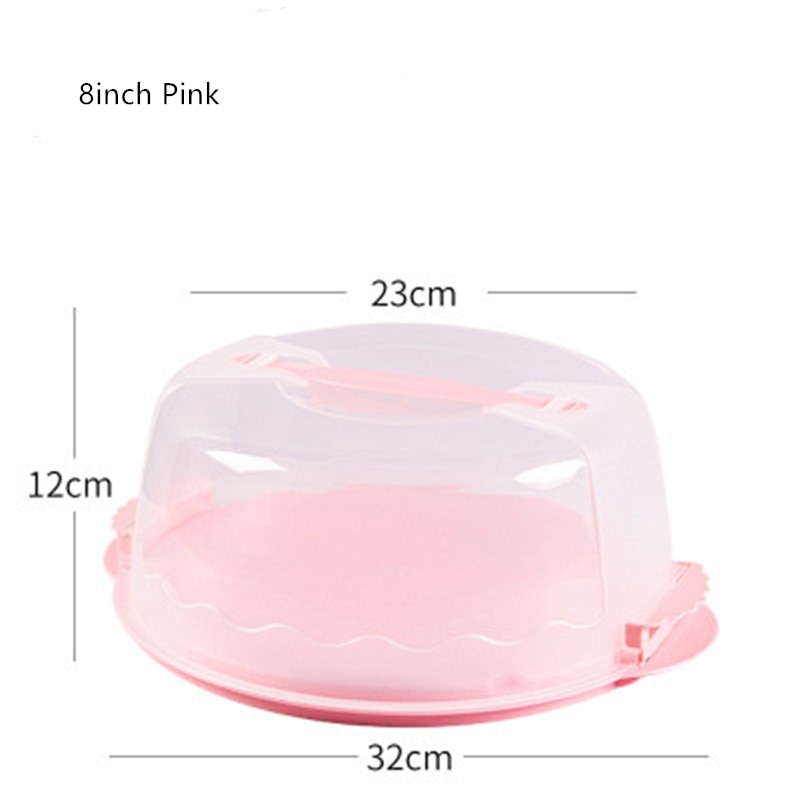 Jo life 1 set genomskinlig tårtlåda plast bröllopstårta förpackningsunderlag klara lådor cupcake muffin kupolhållare: 8 tum rosa