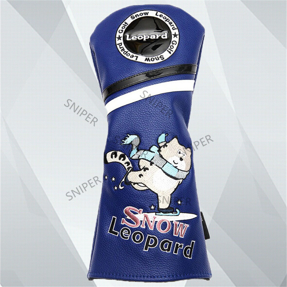 Snow Leopard Golf Driver Headcovers Sporting Goods Golf Driver Fairway Hybrids Woods Covers PU Leather Head Covers Set: Driver Cover