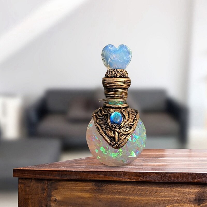 Bouteille de lune magique pour Potion magique, décoration en résine, pierres précieuses en cristal faites à la main, pour elle