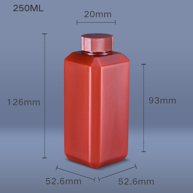 4PCS of Good 250ml Square Plastic Bottle Good Sealing Portable Refillable Bottles for liquid reagent cosmetic: brown