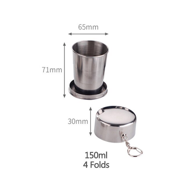 75ml/150ml/250ml Falten Tasse Edelstahl Klapp Becher Kaffee Tassen Faltbare Getränk Küche Zubehör: 150ML
