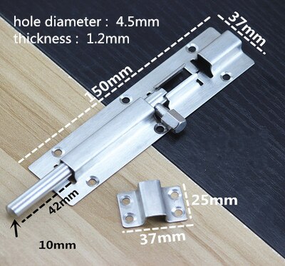 stainless steel Sliding bolt door lockSafety Lock for wooden doors protection gate latch furniture accessories: 6 inches