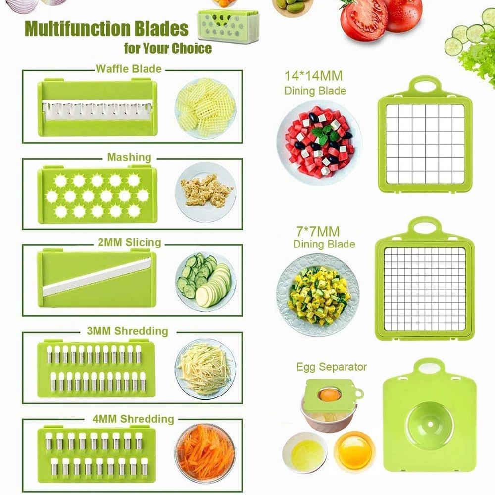 Multifunctionele Groentesnijder Slicer Rasp Cutter Dunschiller Dunschiller Wortel Rasp Afvoer Mand Keuken Tool 12 In 1