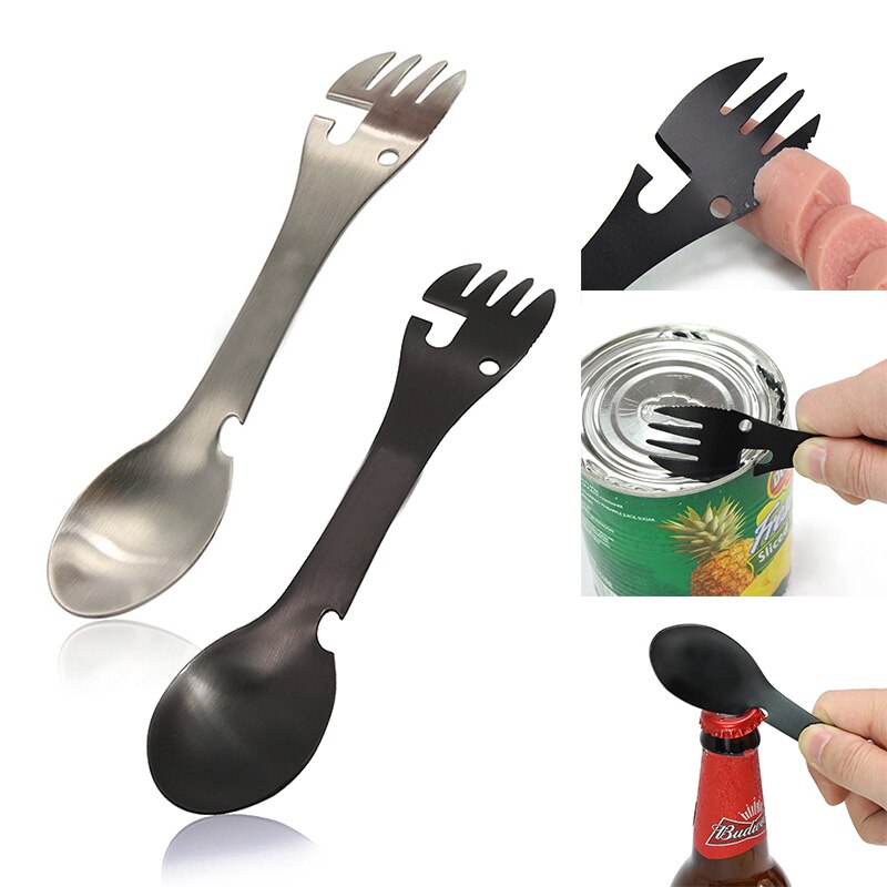 Multitool Stainless Steel Cutlery Flatware Utensil Fork Can Opener Spork Picnic Multi Tool Spoon Portable Camp Tableware Fork