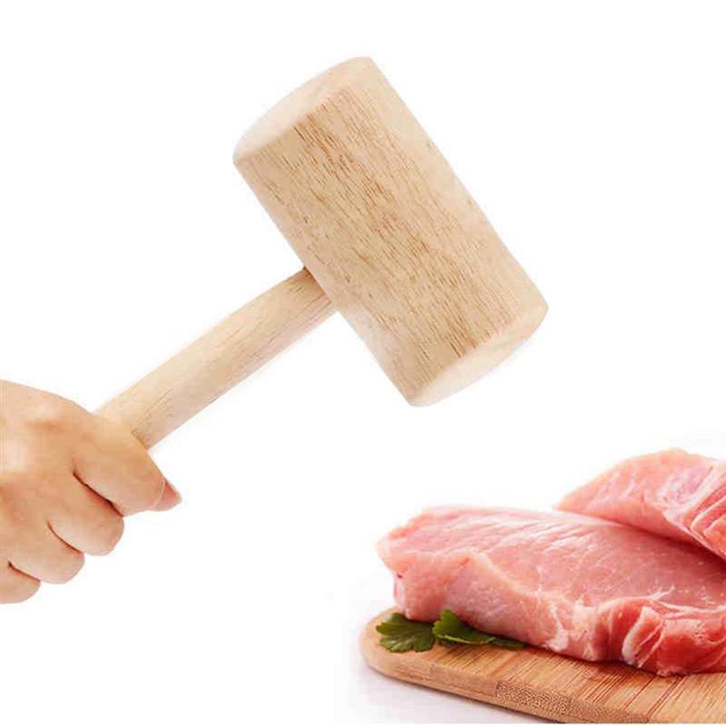 6PCS Crab Hammer Seafood Hammer Knocking Meat Food Small Wooden Hammer Shellfish Hammer Elm Wooden Spoon Wooden Shovel