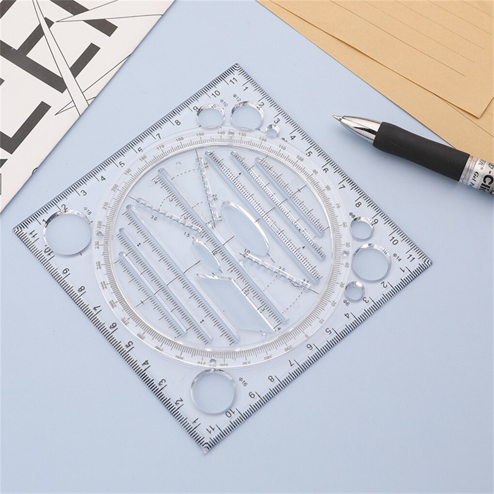 Multi-function Rotating Ruler DIY Crafts Construction Template Drafting Measuring Stationery with Scale Rulers