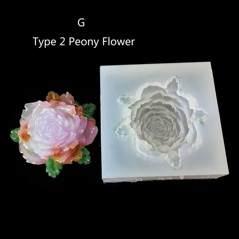 Moldes de silicona flor de loto para manualidades, accesorios de resina de Camelia, peonía, Margarita, herramientas de fabricación de Moldes de resina epoxi,: G