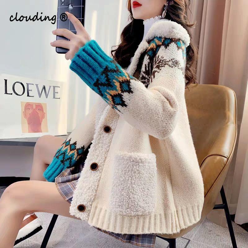 Multicolor Kerst Trui Vest Vrouwen Verdikte Winter Losse Gebreide Jas Pull Femme Jumper Dames Truien