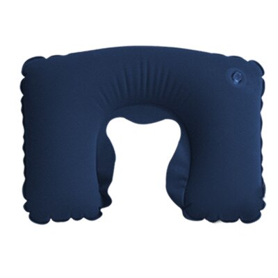 Oreiller gonflable Portable en forme de U, 1 pièce, repose tête de voiture, coussin d&#39;air, oreiller de sommeil confortable, accessoires de voyage: Bleu profond