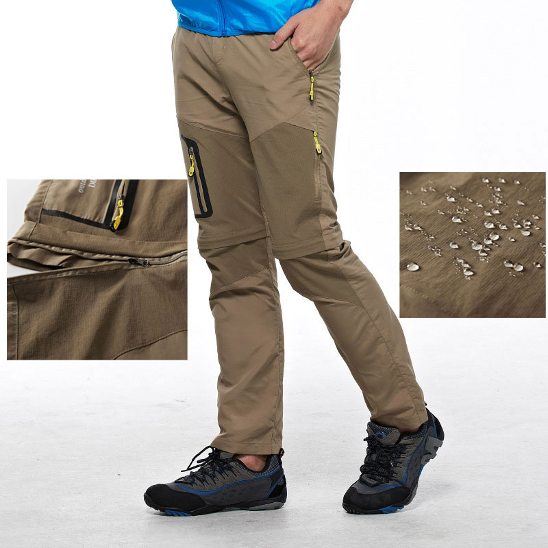 Summer Outdoor Hiking Pants Men,Removable Waterproof Climbing Trousers,Quick Dry Trekking Camping Pants