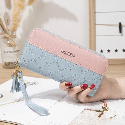 Women Wallet Long Female Card Holder PU Wallet Coin Purses Girls Leather Wallet Envelope: 10