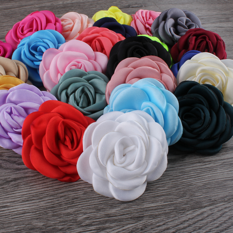 Flores de satén quemadas para el cabello, accesorios para el cabello, flores de tela Floral asadas para ramo de bodas, diademas de 10 piezas y 6CM