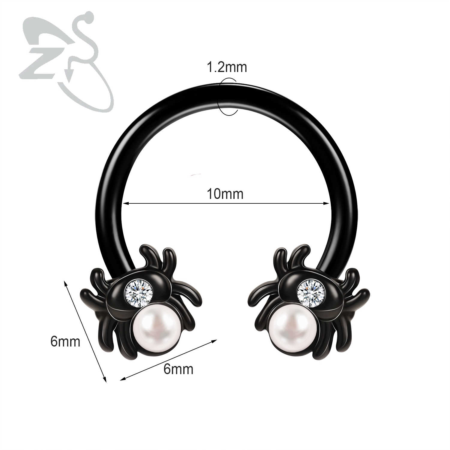 ZS 1PC serpent citrouille chauve-souris nez Piercing couleur noire Septum anneau acier inoxydable nez Clicker oreille Helix Cartilage Piercings 16G: COULEUR OR ROSE