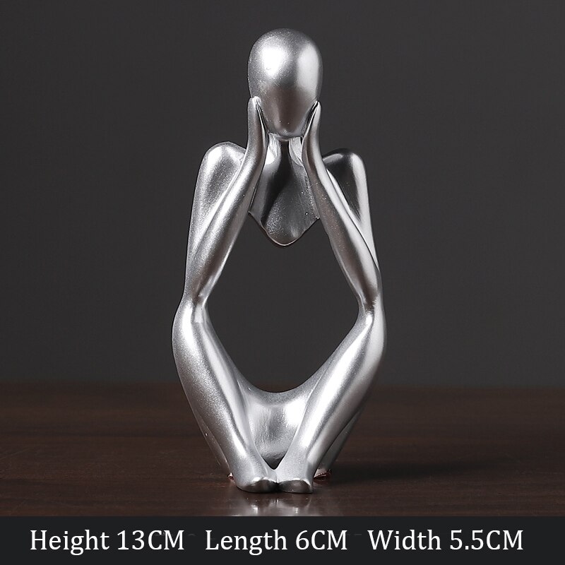 Thinker Statue Abstract Figure Sculpture Small Ornaments Resin Statue Home Crafts Modern Interior Decoration home accessorie: R