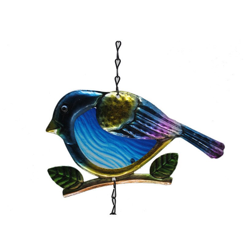 1PC Small Bird Garden Wind Chimes Portable Metal Glass Blue Red Pendants Suitable For Home Balcony Decorations