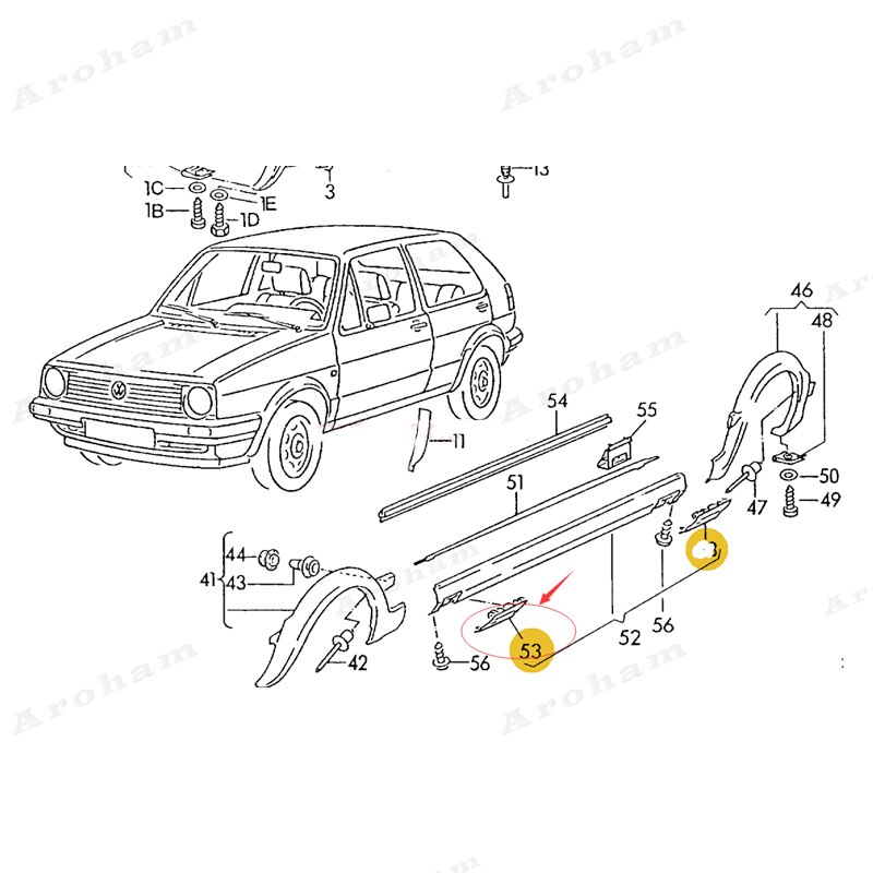 191 853 917 til vw golf 2 mk2 jetta gti stor kofanger side nederdel jack flap for/bag/venstre/højre 90 spec point dæk modeller modeller