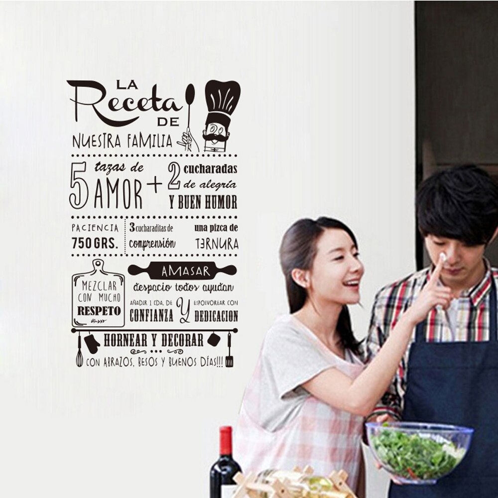 Our Home Decor Vinyl Kitchen Recipe Carving Wall Decal Art Wallpaper Poster Original Simple Decorative Painting: black