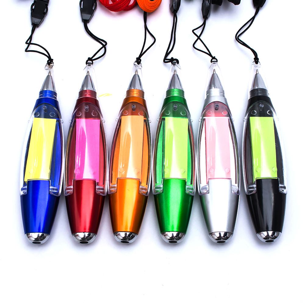 Multifunktionel kuglepen med memo pad lanyard sticky notes led lys pen søde papirvarer skole kontorartikler