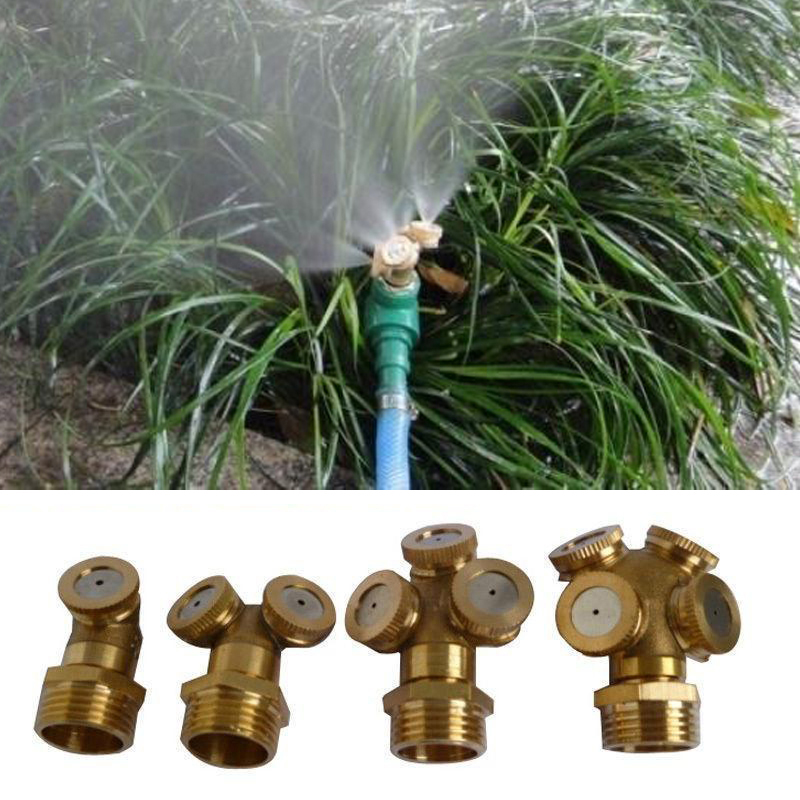 1 2 3 4 hål mässing spray dimma munstycke hane 1/2 3/4 trädgårds dimma munstycke bevattningsarmatur hem vattning trädgårdsredskap