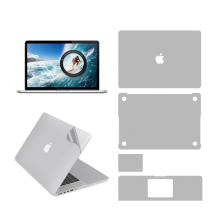 Full Body Skin for MacBook Pro 15 inch A1398 model, Include Top + Bottom + Touchpad + Palm Rest Skin + Screen Protector: 4 in 1 Silver