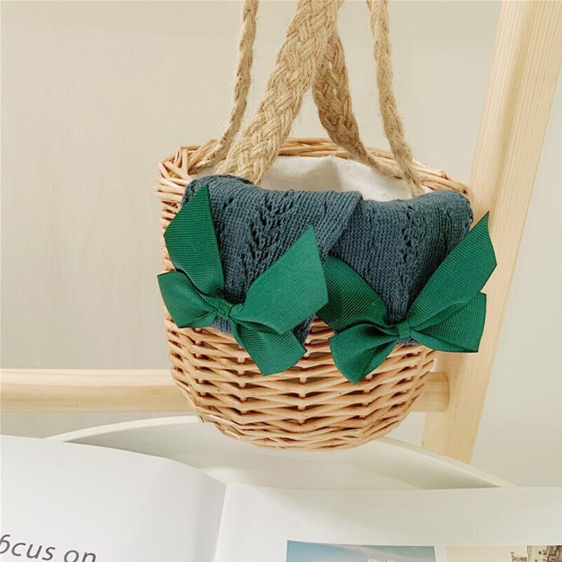 0-8Jahre mädchen kniehohe lange socken kleinkind Baby baumwolle Gittergewebe Band bowknot seite booties socken prinzessin mädchen dacing socken: Smaragd / 5 zu 8y