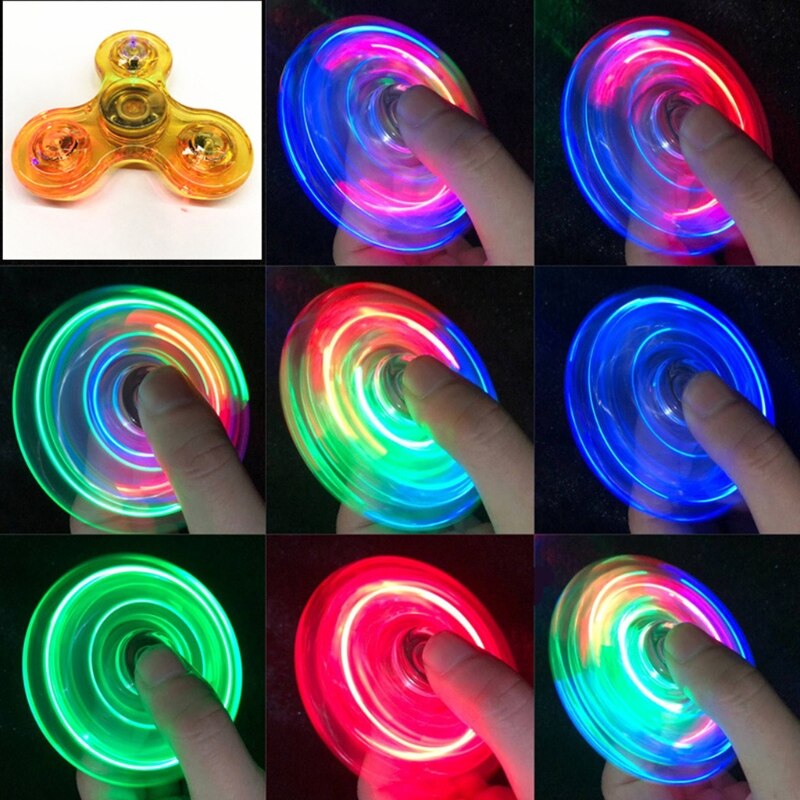 Transparent LED Light Fidget Spinner Hand Top Spinner EDC Spiner Finger Stress Relief Toys Kids Adult Toy