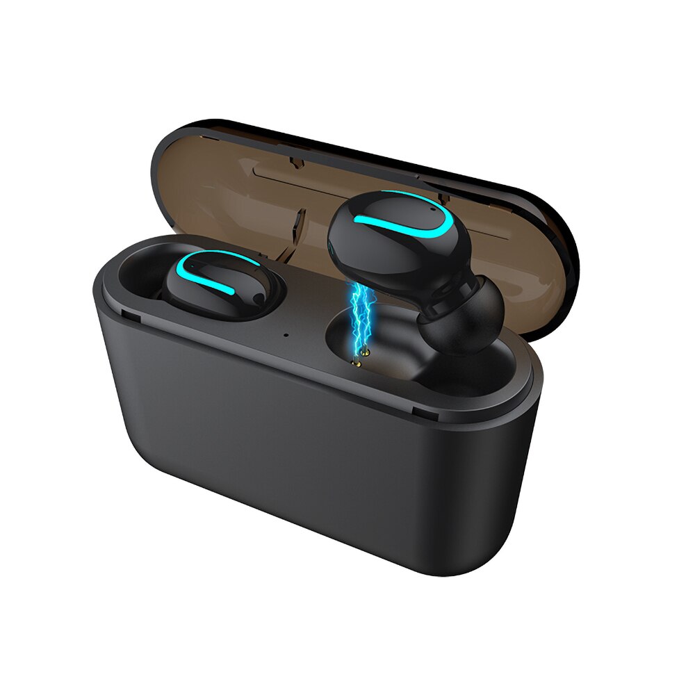 Kebidu TWS sans fil Bluetooth 5.0 ecouteurs HBQ-Q32 casque écouteur stéréo sport mains libres écouteurs casque de jeu: Black 2 earphones