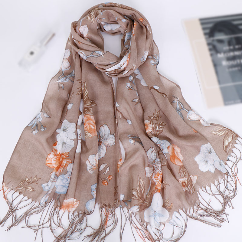 Quaste Lange Drucken Frau Schal Dünne Sommer Schals und wickelt Blumen Schals Für Damen Bandana Echarpe Foulard Femme