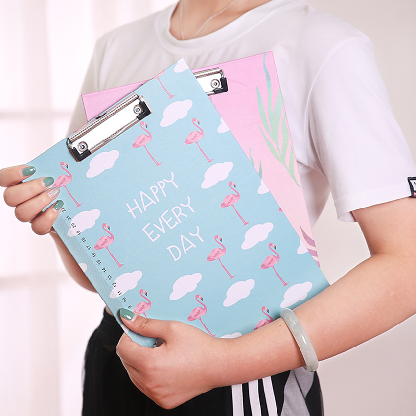 Novelty A4 Cartoon Clipboard File Holder Students Stationery Cute Flamingo Totoro Writing Pad Office Supplies WordPad