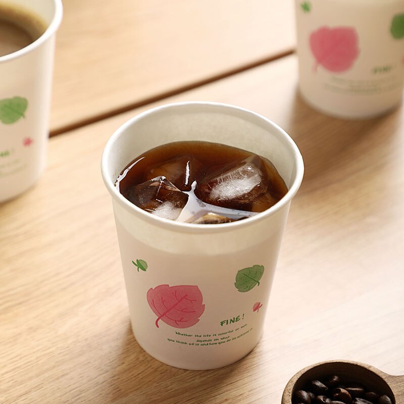 50PCS Disposable Paper Drink Cup for Coffee Milk Cola 250ml Takeaway Dessert Cups Bubble Tea Cup Non-deforming Kraft Paper Cups