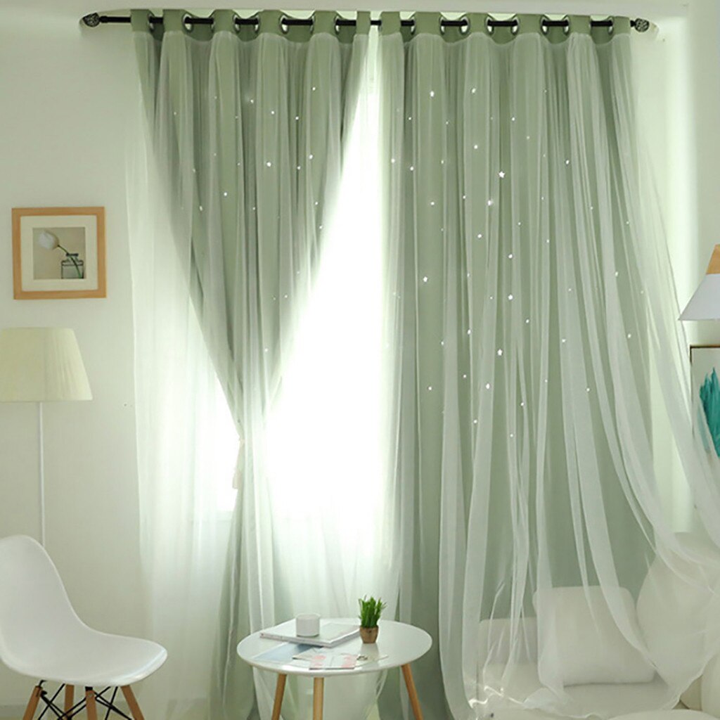 1 Pcs Pure Kleur Tulle Deur Gordijn Drape Panel Sheer Sjaal Valletjes Transparante Tule Gordijnen Venster Pure Voor Slaapkamer: Green