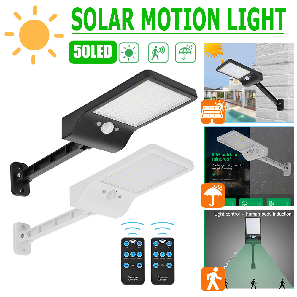 1000lm 50LED Solar Wandlamp Pir Bewegingssensor Straat Path Light W/Afstandsbediening Outdoor Waterdichte Solar Tuinverlichting