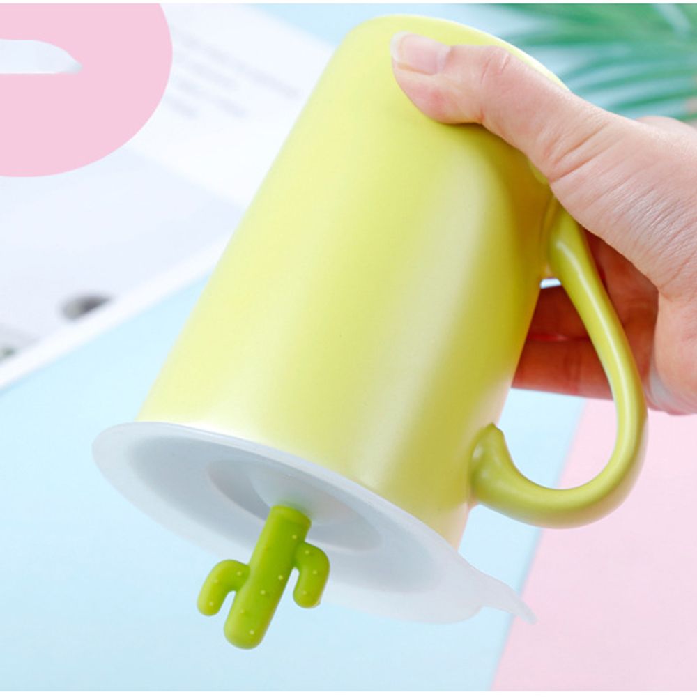 Śliczne ze wzorem kaktusa silikonowa pokrywka na kubek mocne uszczelnienie pyłoszczelny szczelny kubek pokrywa wysokiej marka jakości nowe mody kubek robić herbaty pokrywka: B